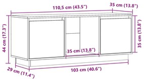 Έπιπλο Τηλεόρασης Καφέ Μελί 110,5x35x44εκ από Μασίφ Ξύλο Πεύκου - Καφέ