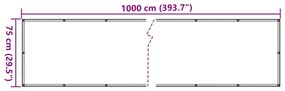 vidaXL Περίφραξη Μπαλκονιού Σχέδιο Ledge Stone Γκρι 1000x75 εκ. PVC