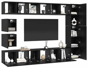 vidaXL Σετ επίπλου τηλεόρασης 10 pcs Μαύρη δρυς Επεξεργασμένο ξύλο
