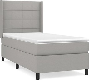 vidaXL Κρεβάτι Boxspring με Στρώμα Ανοιχτό Γκρι 100x200 εκ. Υφασμάτινο