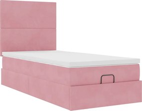 vidaXL Οθωμανικό κρεβάτι με στρώματα ροζ 80x200cm Velvet