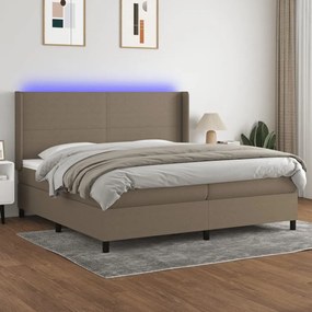 ΚΡΕΒΑΤΙ BOXSPRING ΜΕ ΣΤΡΩΜΑ &amp; LED TAUPE 200X200 ΕΚ. ΥΦΑΣΜΑΤΙΝΟ 3138185