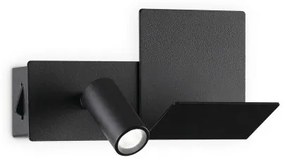 Απλίκα Φωτιστικό Τοίχου LED 3W Μαύρο Reading Light Αριστερά USB Komodo 291796 Ideal Lux 291796