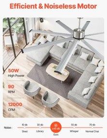 VEVOR 213 cm Aluminum Ceiling Fan Without Light Remote Control Brushed Nickel