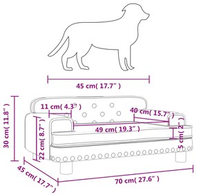 Κρεβάτι Σκύλου Ανοιχτό Γκρι 70 x 45 x 30 εκ. Βελούδινο - Γκρι