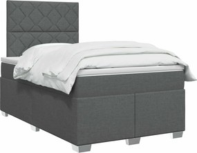 vidaXL Κρεβάτι box spring με στρώμα Σκούρο Γκρι 120 x 200 cm Ύφασμα