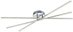 Tiriac Μοντέρνα Μεταλλική Πλαφονιέρα Οροφής με Ενσωματωμένο LED σε Ασημί χρώμα 100cm Trio Lighting 671610307
