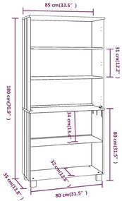 vidaXL Ντουλάπι HAMAR Ανοιχτό Γκρι από Μασίφ Ξύλο Πεύκου