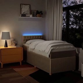 vidaXL Κρεβάτι Boxspring με Στρώμα Κρεμ 90x190 εκ.Υφασμάτινο