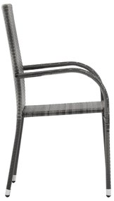 vidaXL Σετ Τραπεζαρίας Κήπου 7 Τεμαχίων Γκρι / Μαύρο