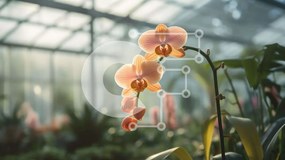 Intra Συλλεκτικό Ξύλινο Παζλ Plywood 4mm - Μονό ροζ λουλούδι ορχιδέας σε εσωτερικό θερμοκήπιο Σε Ξύλινο Κουτί - Διαστάσεις: 10x10 cm – 25 κομμάτια