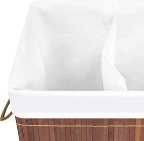 vidaXL Καλάθι Άπλυτων με 2 Τμήματα Καφέ 100 Λίτρα από Μπαμπού