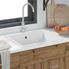 vidaXL Σιντρινο κουζίνας Λευκό 54 x 44 x 20 εκ. Γρανίτης