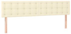 vidaXL Κρεβάτι Boxspring με Στρώμα Κρεμ 200x200 εκ. Συνθετικό Δέρμα