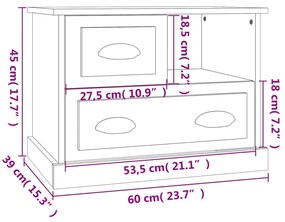 Κομοδίνο Καφέ Δρυς 60x39x45 εκ. - Καφέ