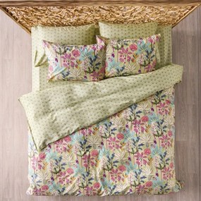 Σεντόνια Zuba 10 (Σετ 4τμχ) Green-Multi Kentia Queen Size 240x270cm 100% Βαμβακοσατέν