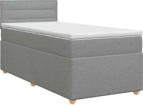 vidaXL Κρεβάτι box spring με στρώμα Ανοιχτό γκρι 90 x 190 cm Ύφασμα