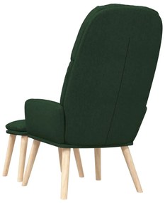 vidaXL Πολυθρόνα Relax Σκούρο Πράσινο Υφασμάτινη με Σκαμπό
