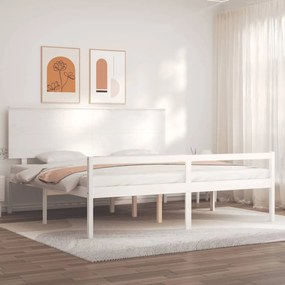 vidaXL Κρεβάτι Ηλικιωμένου με Κεφαλάρι 200 x 200 εκ. Λευκό Μασίφ Ξύλο