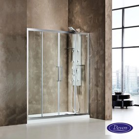 Συρόμενη διπλή πόρτα καμπίνας ντουζιέρας Primus Plus 190 ύψους 195εκ.  ρυθμιζόμενη από 187 έως 191εκ. Devon Clean Glass Chrome SL2T190C-100