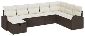 vidaXL Σετ Καναπέ Κήπου με μαξιλάρι 8 pcs Καφέ Πολυ ράταν