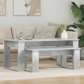 vidaXL Σετ Τραπεζιού Για Καφέ 2 pcs Σκυρόδεμα Γκρι Επεξεργασμένο ξύλο