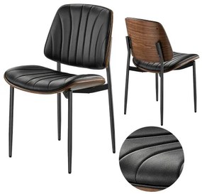 VEVOR Set of 2 Dining Chairs Modern Leather Kitchen Side Chair Metal Legs Black