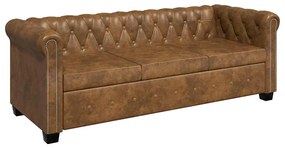 vidaXL Διθέσιος και Τριθέσιος Καναπές Chesterfield Σετ Καφέ