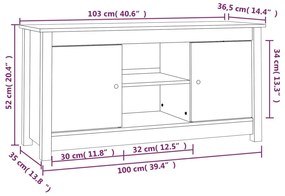 Έπιπλο Τηλεόρασης Γκρι 103x36,5x52 εκ. από Μασίφ Ξύλο Πεύκου - Γκρι