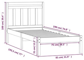 ΠΛΑΙΣΙΟ ΚΡΕΒΑΤΙΟΥ 75X190 ΕΚ. ΑΠΟ ΜΑΣΙΦ ΞΥΛΟ 2FT6 SMALL SINGLE 3100549