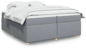 Κρεβάτι Boxspring με Στρώμα Ανοιχτό Γκρι 200x200 εκ. Υφασμάτινο - Γκρι