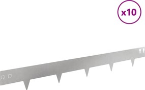 vidaXL Περίγραμμα γκαζόν 10 τμχ. 100 x 12 cm Stainless Steel Ασημί