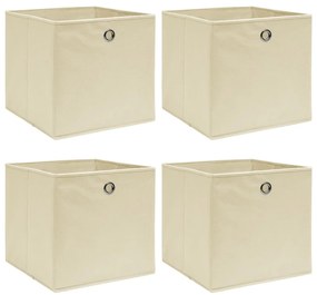 vidaXL Κουτιά Αποθήκευσης 4 τεμ. Κρεμ 32 x 32 x 32 εκ. Υφασμάτινα
