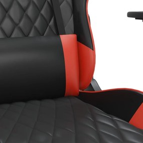 Καρέκλα Gaming Μασάζ Υποπόδιο Μαύρο/Πράσινο από Συνθετικό Δέρμα - Κόκκινο