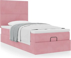 vidaXL Οθωμανικό κρεβάτι με στρώματα ροζ 80x200cm Velvet
