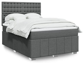 ΚΡΕΒΑΤΙ BOXSPRING ΜΕ ΣΤΡΩΜΑ ΣΚΟΥΡΟ ΓΚΡΙ 160X200 ΕΚ ΥΦΑΣΜΑΤΙΝΟ 3294034