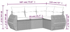 vidaXL Σετ Καναπέ Κήπου 4 τεμ. Μπεζ Συνθετικό Ρατάν με Μαξιλάρια