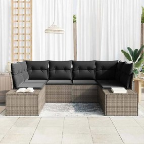 vidaXL Σετ Καναπέ Κήπου με αποθήκευση 6 pcs Γκρι Πολυ ράταν