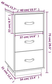 ΚΟΜΟΔΙΝΑ 2 ΤΕΜ. ΜΑΥΡΑ 40X40X75 ΕΚ. ΑΠΟ ΜΑΣΙΦ ΞΥΛΟ ΠΕΥΚΟΥ 818344