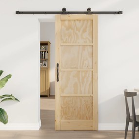 vidaXL Συρόμενη Πόρτα με Σετ Υλικών 73.5x198.5 εκ Συμπαγούς Ξύλου Πεύκου