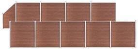 vidaXL Πάνελ Περίφραξης 9 Τετράγωνα + 1 Κεκλιμένο Καφέ 1657x186 εκ WPC