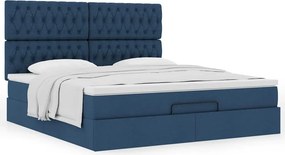 vidaXL Οθωμανικό κρεβάτι με στρώμα μπλε 160x200cm ύφασμα