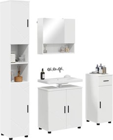 vidaXL Σετ Επίπλων Μπάνιου 4 pcs Λευκό Επεξεργασμένο ξύλο &amp; Μέταλλο