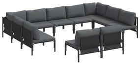 vidaXL Σετ Καναπέ Κήπου 11 pcs Ανθρακί Ατσάλι