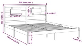 ΠΛΑΙΣΙΟ ΚΡΕΒΑΤΙΟΥ ΚΑΦΕ ΜΕΛΙ 200 X 200 ΕΚ. ΑΠΟ ΜΑΣΙΦ ΞΥΛΟ 3105688