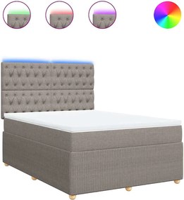 vidaXL Κρεβάτι Boxspring με Στρώμα Taupe 140x190 εκ. Υφασμάτινο