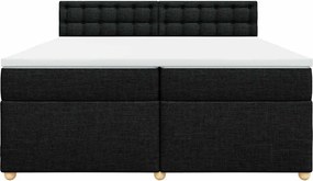 vidaXL Κρεβάτι Boxspring με Στρώμα Μαύρο 200x200 εκ. Υφασμάτινο