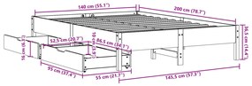 ΣΚΕΛΕΤΟΣ ΚΡΕΒΑΤΙΟΥ ΧΩΡΙΣ ΣΤΡΩΜΑ 140X200 ΕΚ ΜΑΣΙΦ ΞΥΛΟ ΠΕΥΚΟΥ 3301710