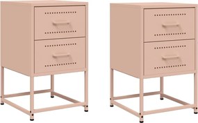 vidaXL Κομοδίνα 2 τεμ. Ροζ 36x39x60,5 εκ. από Χάλυβα