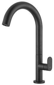 Armando Vicario Slim Black Matt Μπαταρία Νιπτήρος Υψηλή, με Βαλβίδα clic-clac 500041-400